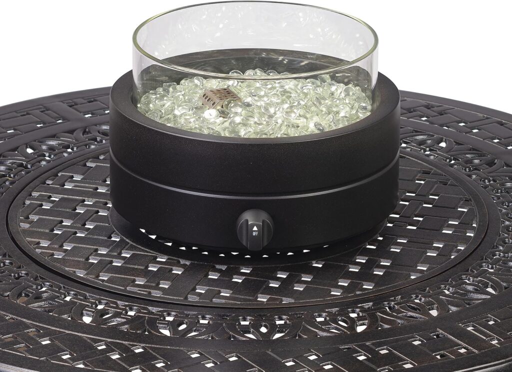 Amazon Basics 14-Inch 9,000 BTU Round Tabletop Propane Gas Fire Pit, Brown