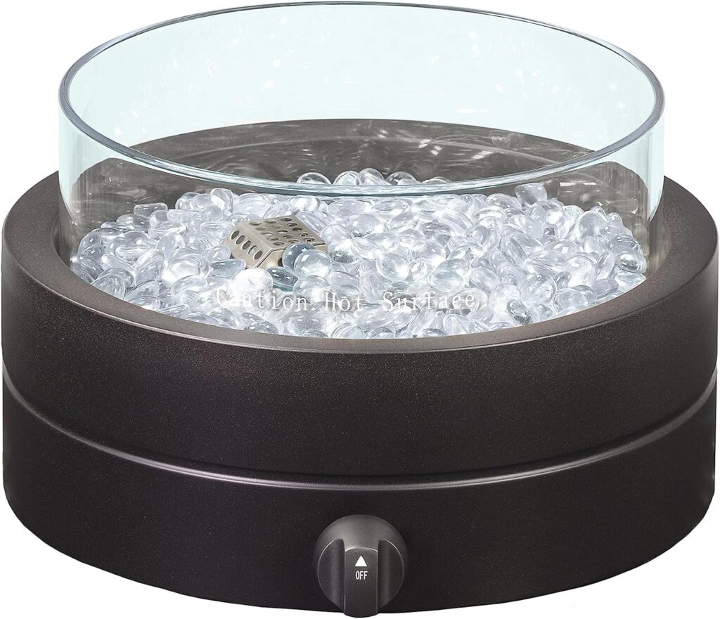 Amazon Basics 14-Inch 9,000 BTU Round Tabletop Propane Gas Fire Pit, Brown