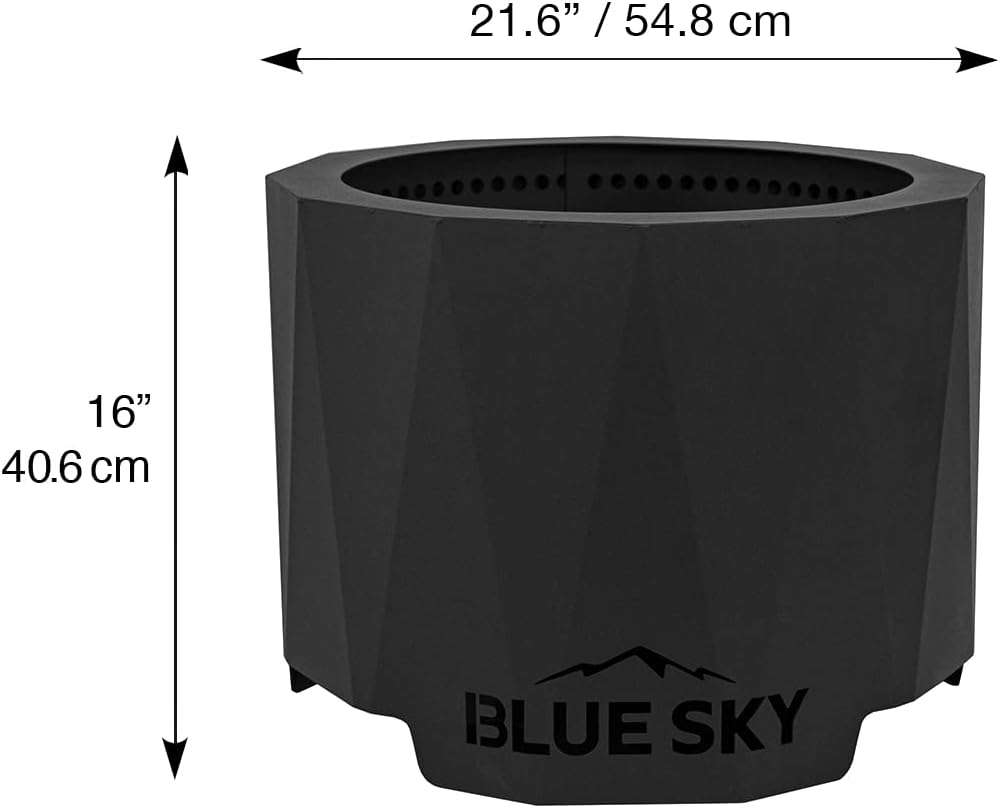 Blue Sky Outdoor Living Peak Smokeless Patio Fire Pit, Portable Fire Pit with Lift-Out Ash Catch, Black