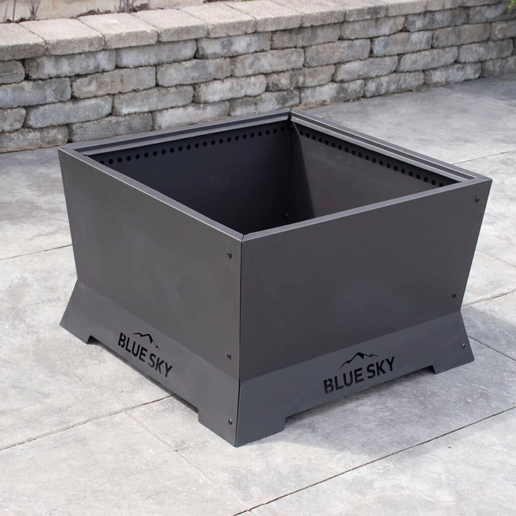 Blue Sky Outdoor Living Square Mammoth Smokeless Patio Fire Pit, Lift-Out Ash Catch, Black