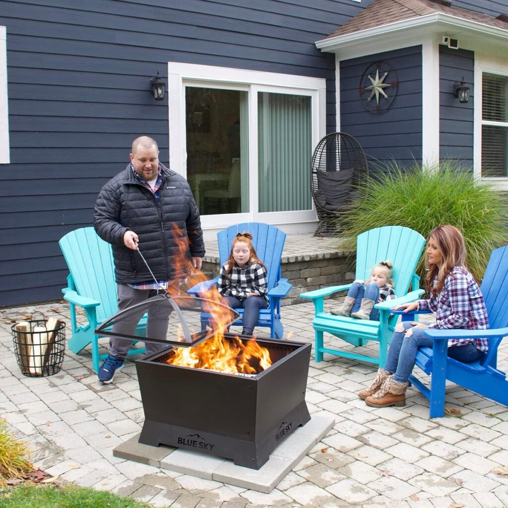 Blue Sky Outdoor Living Square Mammoth Smokeless Patio Fire Pit, Lift-Out Ash Catch, Black