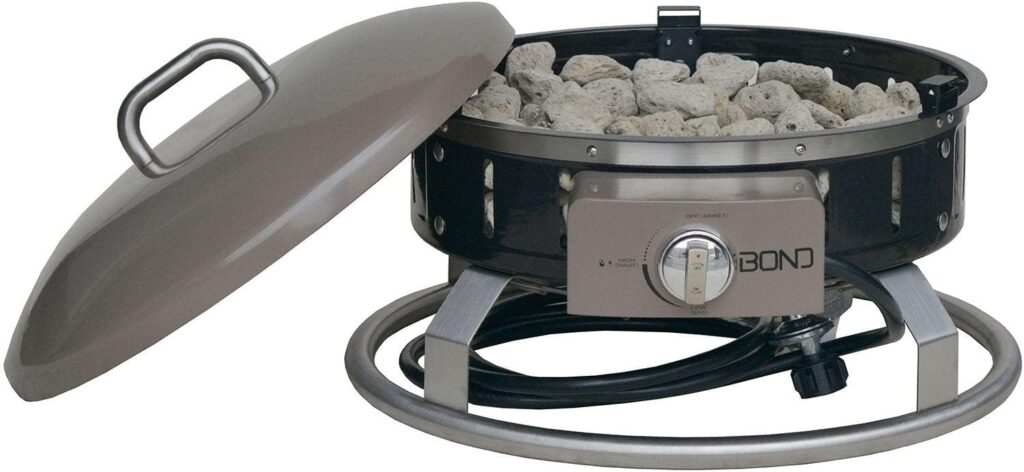 Bond Platinum Portable Gas Fire Pit 65,000 BTUs (Stones, Gas Hose, and Tank Seat Included)