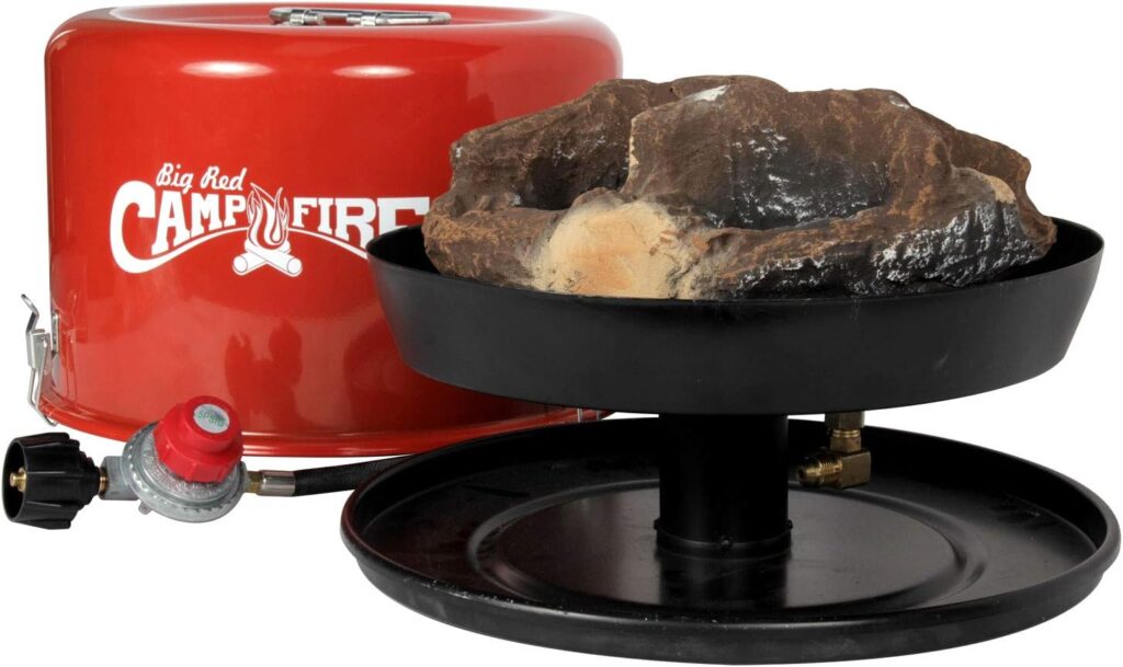 Camco 13.25 Inch Big Red Campfire Compact Outdoor Portable Tabletop Propane Heater Fire Pit Bowl for Camping, Tailgating, and Patios, Red