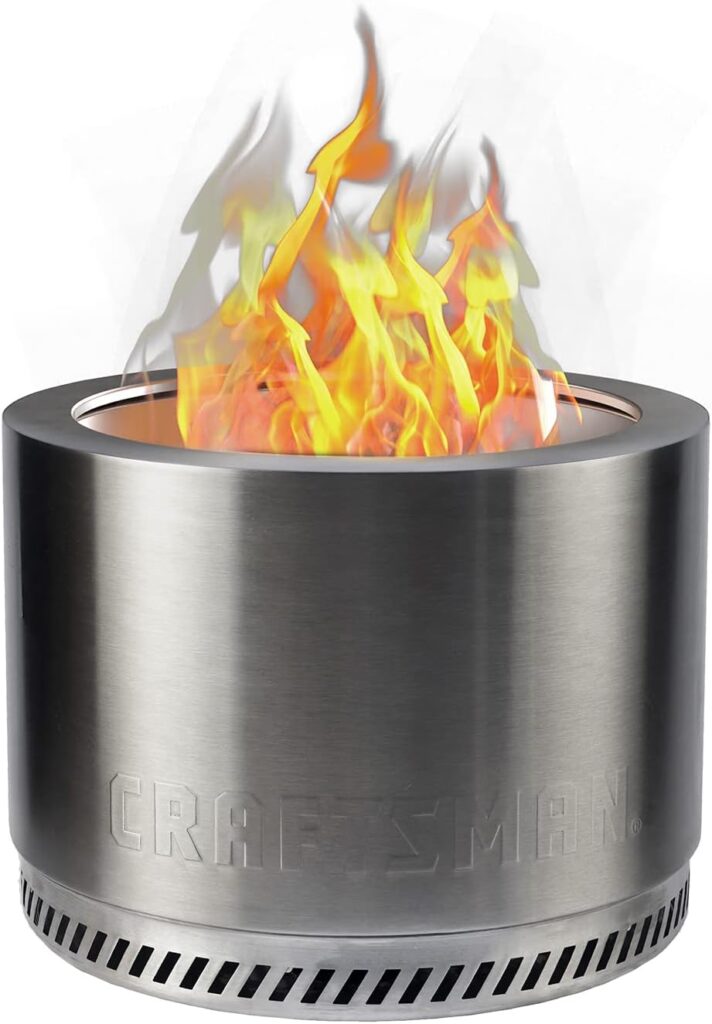 CRAFTSMAN 19.5 Smokeless Wood Fire Pit Portable Stainless Steel Camping, RVing, Backyard Bonfire fire Pit