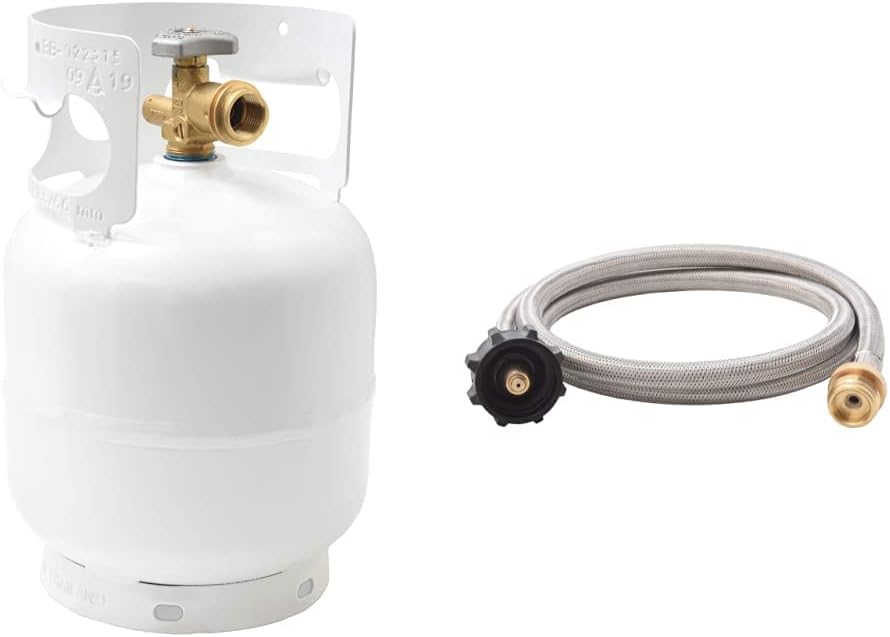 FLAME KING YSN5LB 5 Pound Propane Tank Cylinder, Great For Portable Grills, Fire Pits, Heaters And Overlanding, White