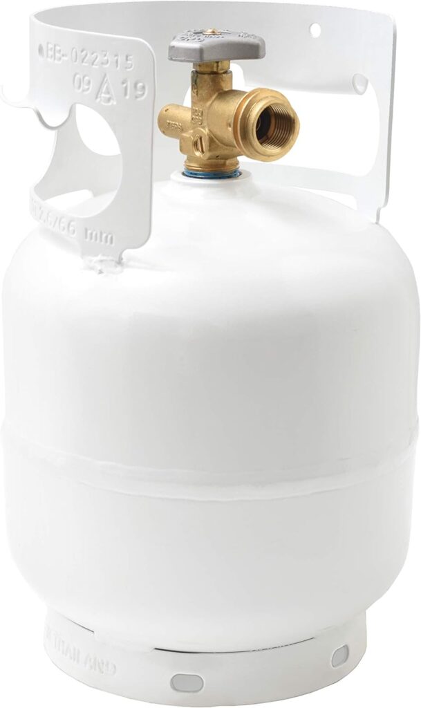 FLAME KING YSN5LB 5 Pound Propane Tank Cylinder, Great For Portable Grills, Fire Pits, Heaters And Overlanding, White