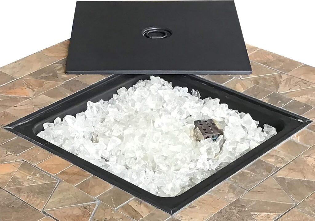 Hiland AFP-STT Outdoor Patio 40,000 BTU 30x30 Inch Square Tile Table Top Propane Fire Pit and Fire Glass