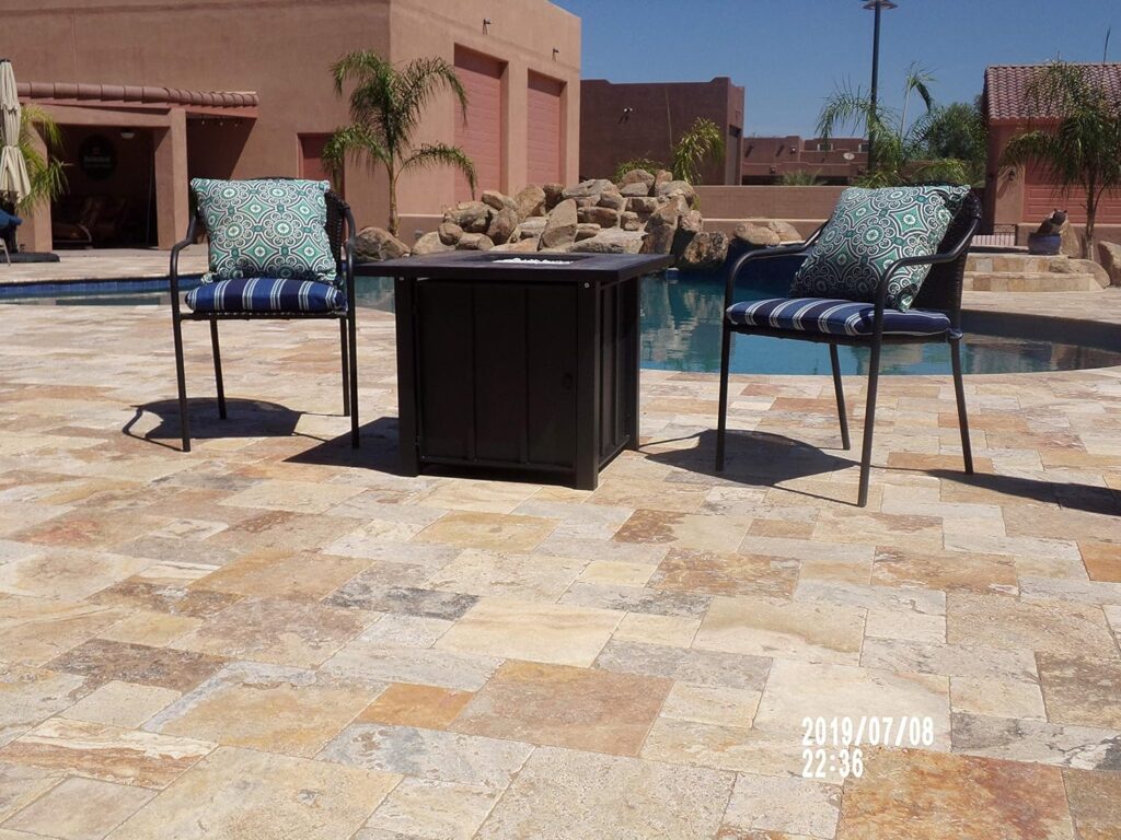 Hiland AFP-STT Outdoor Patio 40,000 BTU 30x30 Inch Square Tile Table Top Propane Fire Pit and Fire Glass