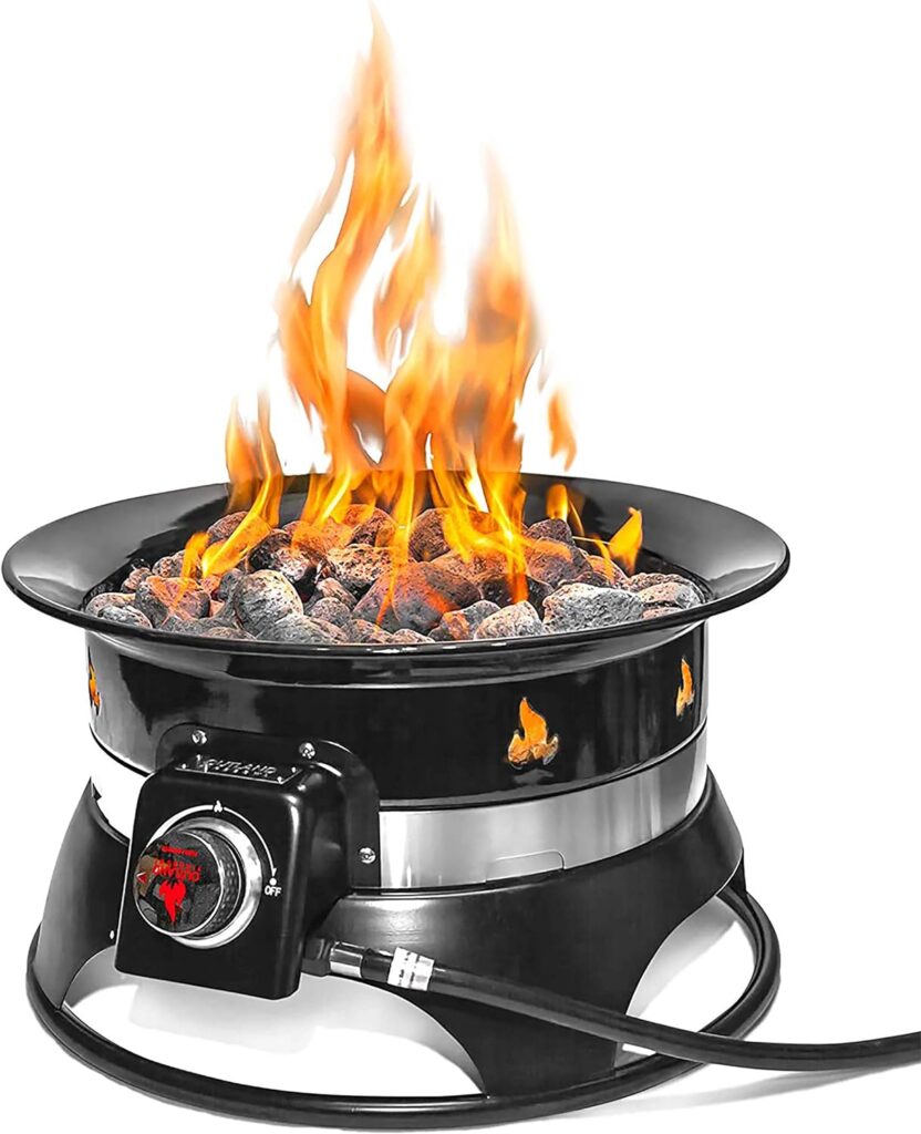 Outland Living 870 Premium Auto-Ignition Smokeless Outdoor Portable Propane Fire Pit with Cover  Carry Kit, 19-inch 58,000 BTU, Black