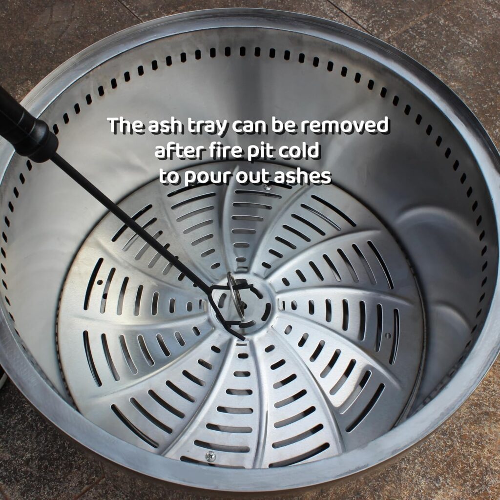OutVue 19.5 Stainless Steel Smokeless Fire Pit with Removable Ash Pan, Outdoor Portable Wood Burning Fire Pits for Camping, Bonfire, Low Smoke Firepit for Outside with PorkerCover (Medium)