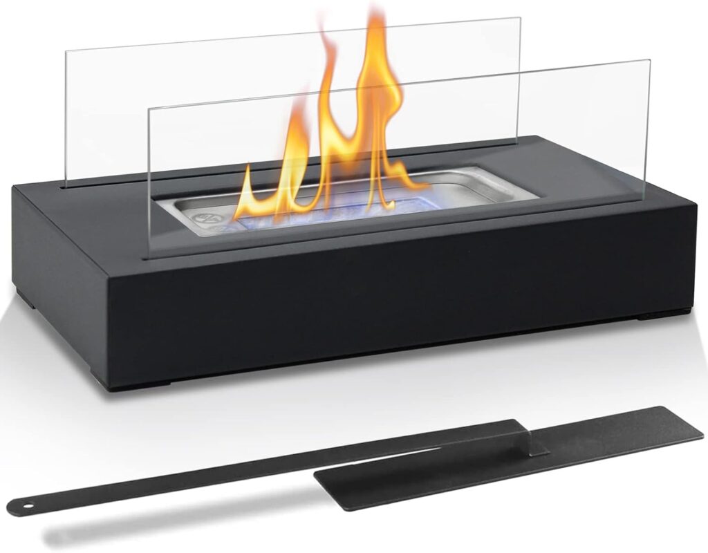 Poofzy Portable Fireplace Indoor Outdoor, Table Top Firepit with Flame Snuffer  Funnel - 13.8 x 7 x 5.7 Inch