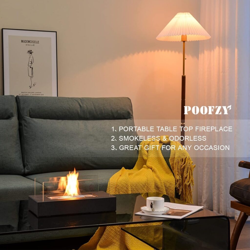 Poofzy Portable Fireplace Indoor Outdoor, Table Top Firepit with Flame Snuffer  Funnel - 13.8 x 7 x 5.7 Inch