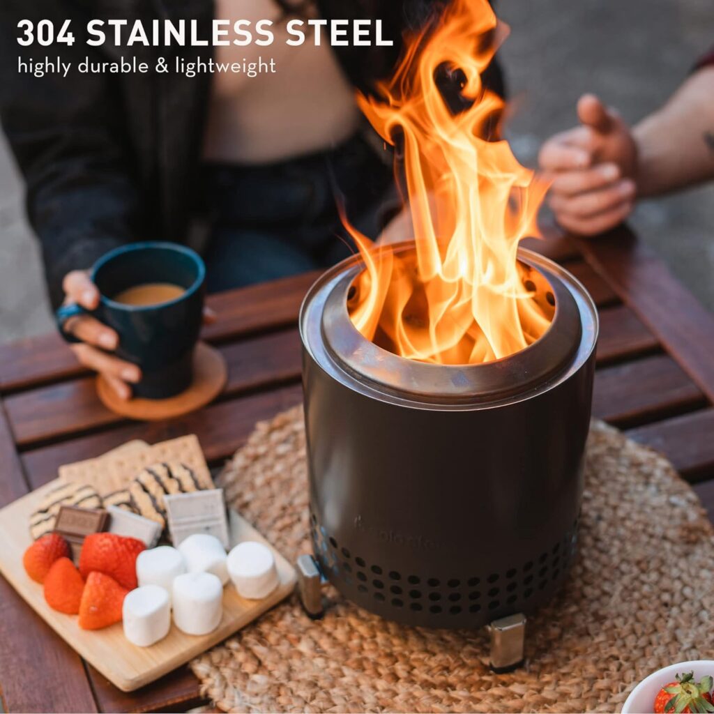 Solo Stove Mesa XL Tabletop Fire Pit with Stand | Low Smoke Outdoor Mini Fire for Urban  Suburbs | Fueled by Pellets or Wood, Stainless Steel, with Travel Bag, H: 8.6 x D: 7, 2.3 lbs, Water