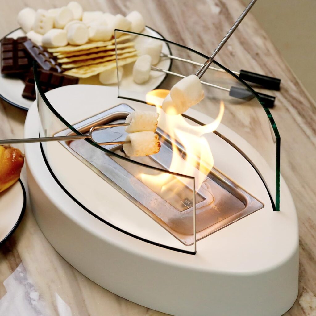 Tabletop Fire Pit for Christmas Decorations, Indoor Mini Table Top Firepit Small Fireplace Bowl for Outdoor Patio Balcony Backyard Porch Livingroom Table Decor, Smores Maker, Housewarming Gift