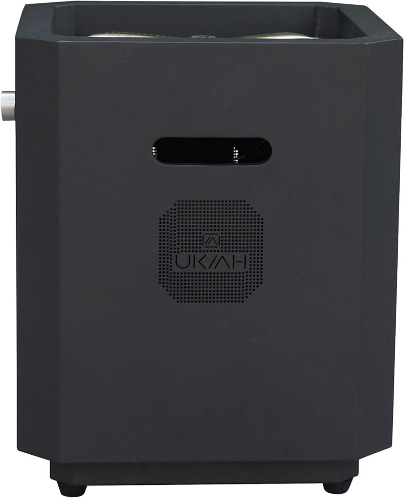 UKIAH The Note - Deluxe Portable Gas Fire Pit with Patented 2.0 Beat to Music Sound System, Black (TK-5000-TXD)