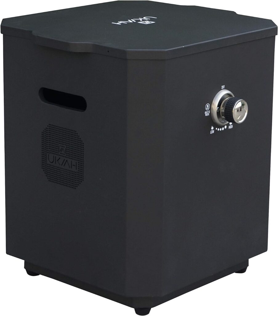 UKIAH The Note - Deluxe Portable Gas Fire Pit with Patented 2.0 Beat to Music Sound System, Black (TK-5000-TXD)