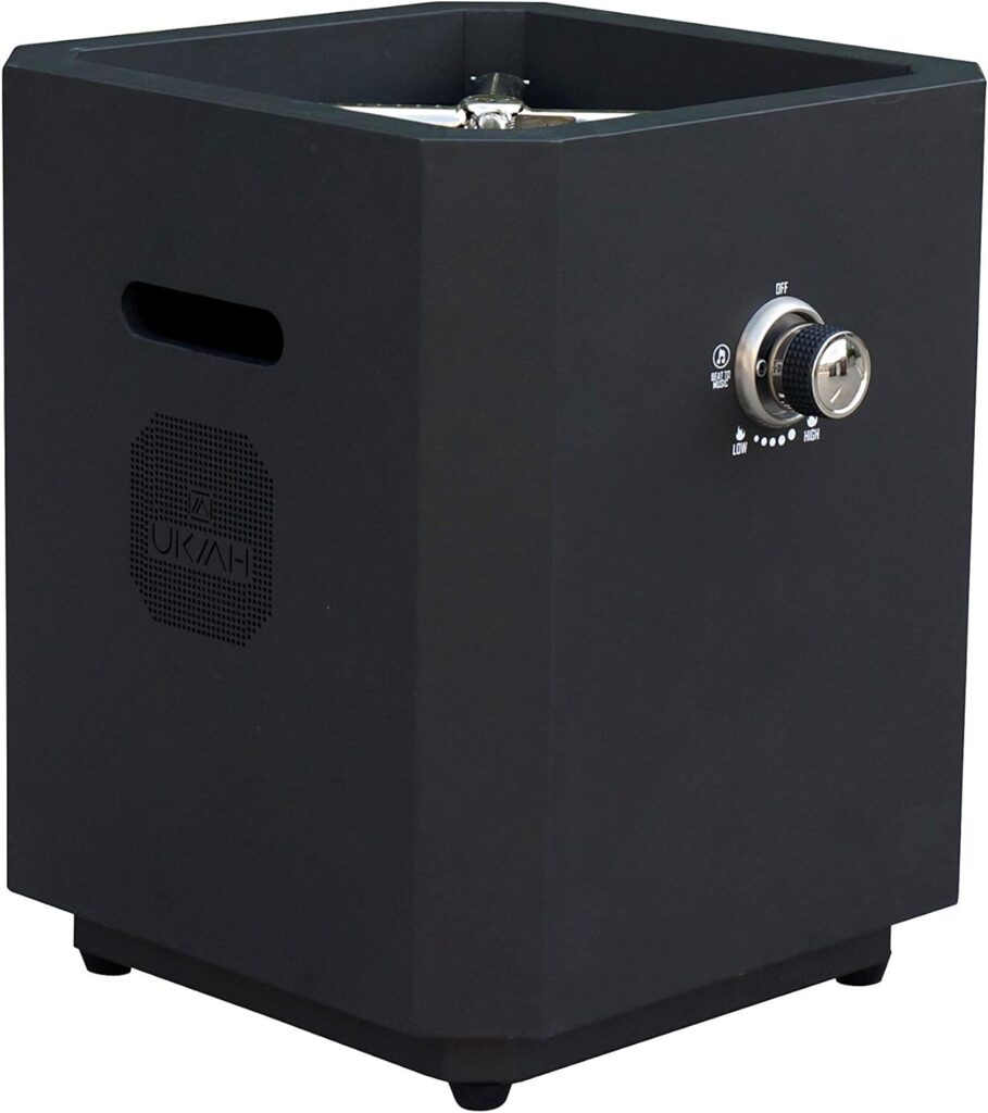 UKIAH The Note - Deluxe Portable Gas Fire Pit with Patented 2.0 Beat to Music Sound System, Black (TK-5000-TXD)