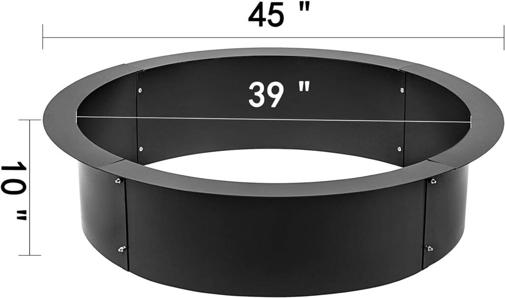 VBENLEM Fire Pit Ring 45-Inch Outer/39-Inch Inner Diameter, 3.0mm Thick Heavy Duty Solid Steel, Fire Pit Liner DIY Campfire Ring Above or In-Ground for Outdoor
