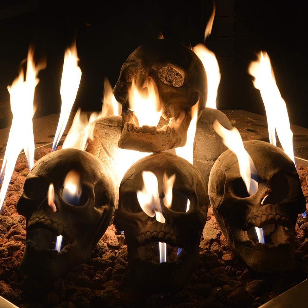 Stanbroil Fire Pits 9 Imitated Human Skull Decoration for Indoors Outdoors Campfire, Fireplace, Halloween Party Decor, 1 Pack - Patent Pending White